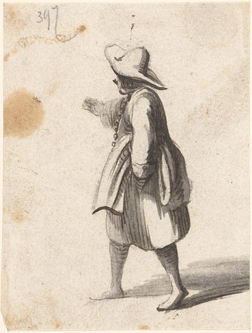 Pointing young man with wide-bribed hat, Harmen ter Borch, c. 1651 Canvas Print