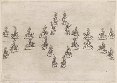 Twenty-four riders on horseback in a pattern, Stefano della Bella, 1652 Canvas Print