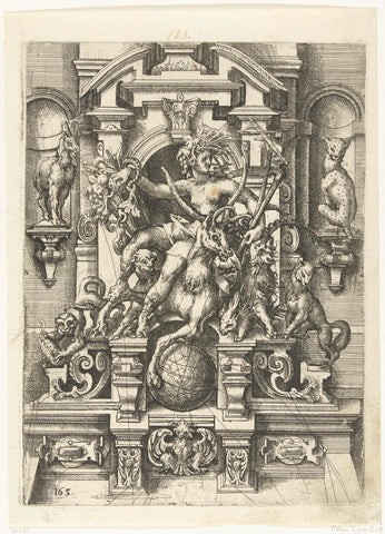 Fontein met Ceres, zittend op een liggend hert, Wendel Dietterlin (I), 1560 - 1598 Canvas Print