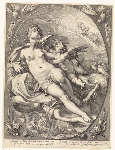 Venus and Amor, Hendrick Goltzius, 1596 Canvas Print