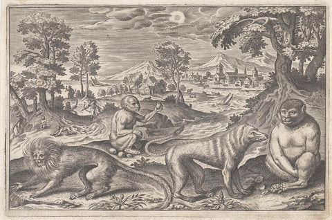 Monkeys, Adriaen Collaert, 1595 - 1652 Canvas Print