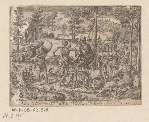 Diana invites Orion for hunting, Etienne Delaune, 1547 - 1548 Canvas Print