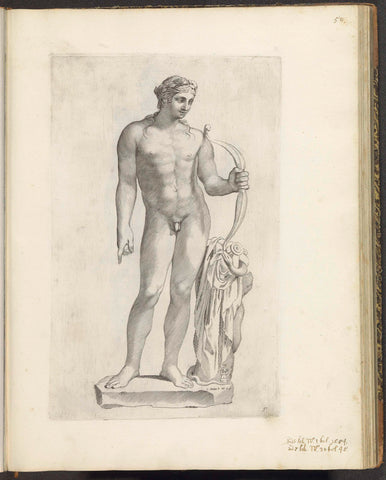 Statue of Apollo with bow in hand, Claude Mellan, 1636 - 1647 Canvas Print