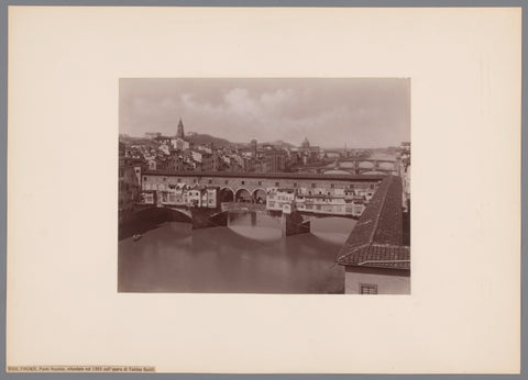 Ponte Vecchio over de Arno te Florence, Italië, Giacomo Brogi (possibly), 1864 - 1881 Canvas Print