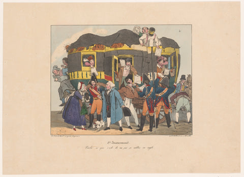 Soldiers ask passengers for official documents, Joseph Ambroise Jobard, after 1826 Canvas Print