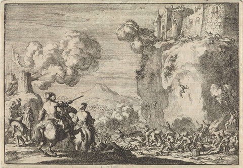 French siege of Dachstein Castle, 1677, Jan Luyken, 1698 Canvas Print