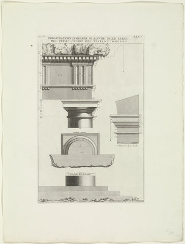 Parts of the Theatre of Marcellus in Rome, Giovanni Battista Piranesi, c. 1756 - c. 1757 Canvas Print