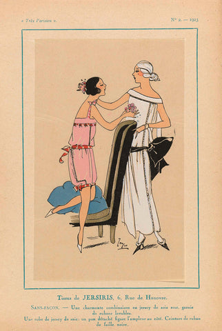 Très Parisien, 1923, No. 2: Tissus de JERSERIS.... Sans Façon..., anonymous, 1923 Canvas Print