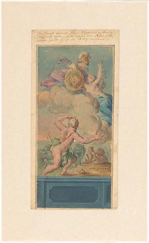 Design for a wallpaper painting with Coronis and Minerva, Rienk Keyert, 1751 Canvas Print