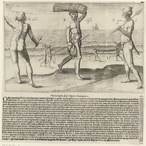 Enslaved man, farmer and fisherman from Guinea, Johann Theodor de Bry, 1602 Canvas Print