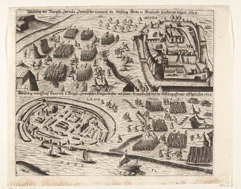 Sieges of Breda and Grave, 1624, anonymous, 1624 - 1625 Canvas Print