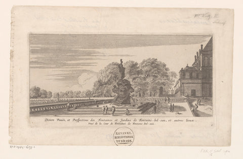 Title print with view on the Garden of the Fountain, anonymous, Gabriel Perelle, after 1614 - in or after 1677 Canvas Print