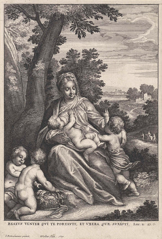 Mary with Christ Child and John the Baptist, Wenceslaus Hollar, 1647 Canvas Print