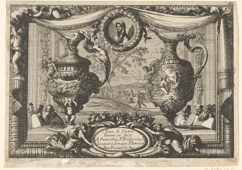 Twee schenkkannen naar links gericht, Jean Lepautre, 1669 - 1693 Canvas Print