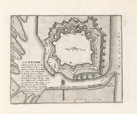 Map of Ostend, c. 1693-1695, anonymous, 1693 - 1695 Canvas Print