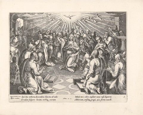 Uitstorting van de Heilige Geest, Claes Jansz. Visscher (II) (attributed to workshop of), 1643 - 1646 Canvas Print