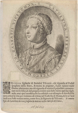 Portrait of Catherine Visconti, Agostino Carracci, 1642 Canvas Print