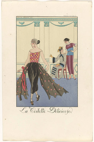 Falbalas and Fanfreluches: almanac of present, past & future fashions for 1922: La Toilette Délicieuse / France XXe siècle, George Barbier, 1922 Canvas Print