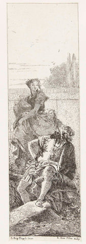 Armida en Adrastes, Giovanni Domenico Tiepolo, 1745–1750 Canvas Print