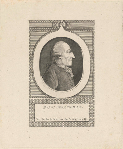 Portrait of P.J.C. Beeckman, J.F. De La Rue, 1787 Canvas Print