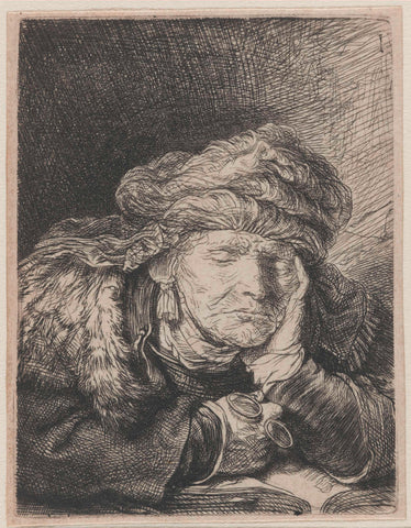 Old woman sleeping, Rembrandt van Rijn, c. 1636 Canvas Print