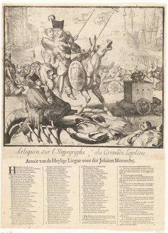 Cartoon on the joint struggle of Louis XIV and James II, 1689, Romeyn de Hooghe, 1689 Canvas Print