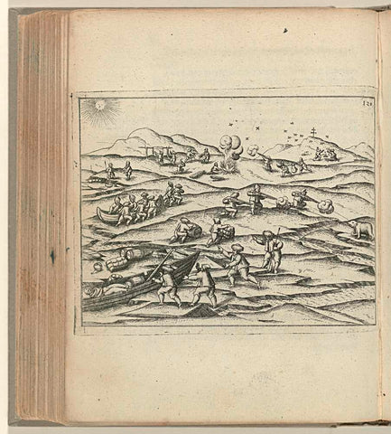 The sloops on a breaking ice shelf, 1597, anonymous, 1598 Canvas Print