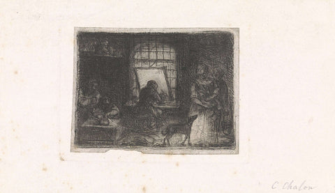Interior of a print shop, Jan Chalon, 1748 - 1795 Canvas Print
