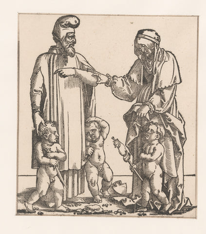 Seth with his wife and children, anonymous, 1530 Canvas Print