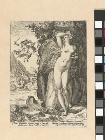 Perseus en Andromeda, Hendrick Goltzius (workshop of), 1588 - 1592 Canvas Print