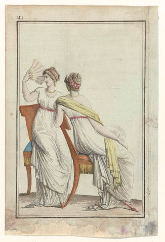 Tableau Général du Goût, 1797-1799, An 7, No. 1 (22 Sept. 1798): Deux femmes clothues à la romaine, Laurent Guyot (possibly), 1798 Canvas Print