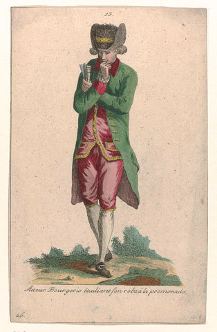 Gallerie des Modes et Costumes Français, 1785, nr. 13, nr. 26, Kopie naar K 58 : Actor Bourgeois (...), Pierre Gleich (possibly), c. 1785 Canvas Print