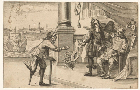 Cartoon on de failed onslaught on Oostende, 1658, anonymous, 1658 Canvas Print