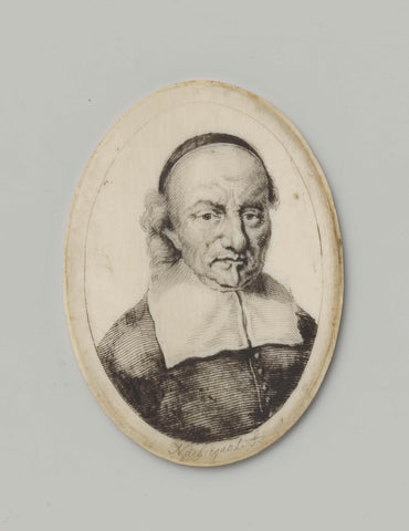 Portrait of Joost van den Vondel (1587-1679) on ivory, Clemens Nachtegaal, 1600 - 1699 Canvas Print