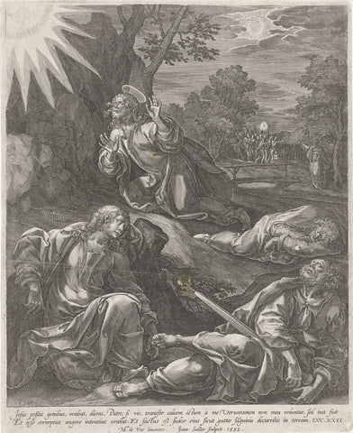 Christ in the garden of gethsemane, Johann Sadeler (I), 1582 Canvas Print