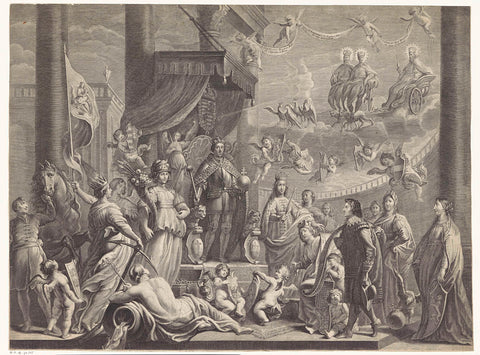 Allegorical performance with Ferdinand III (German emperor), Lucas Vorsterman (I), 1633 Canvas Print