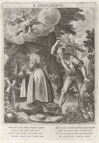 Hermit Engelmarus is beaten to death, Raphaël Sadeler (I), 1615 Canvas Print