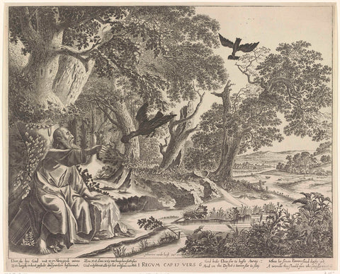 Elia gevoed door de raven, anonymous, 1630 - 1750 Canvas Print