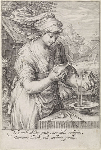 Temperance (Temperantia), Jacob Matham, 1597 Canvas Print