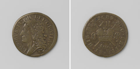 Shilling, James II, King of England, emergency coin from August 1689, anonymous, 1689 Canvas Print