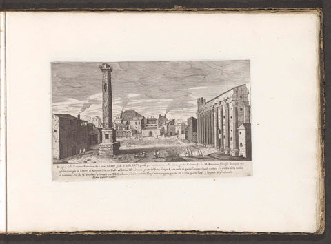 Column of Marcus Aurelius with on the right the Temple of Hadrian, anonymous, 1680 Canvas Print