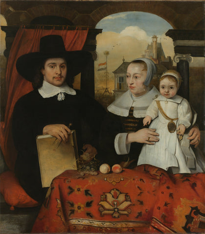 Willem van der Helm (c 1625-75), Municipal Architect of Leiden, with his Wife Belytgen Cornelisdr van der Schelt (d 1661) and their Son Leendert (1622-64), Barent Fabritius, 1656 Canvas Print