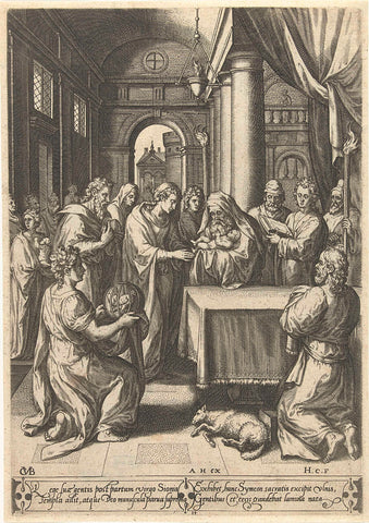 Presentation of Christ in the temple, Hans Collaert (I), 1576 Canvas Print