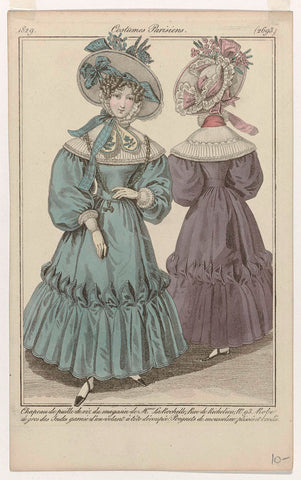 Journal des Dames et des Modes, Costumes Parisiens, 10 May 1829, (2693): Chapeau de paille de riz (...), anonymous, 1829 Canvas Print