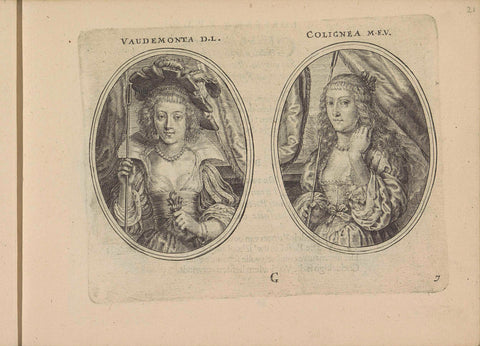 Portraits of Elizabeth of Lorraine (?) and Countess Henrietta de Coligny, both as shepherdess, Crispijn van de Passe (II), 1640 Canvas Print