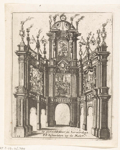 Triumphal Gate Erected by the Jesuits on the Meir, 1685, Gaspar Bouttats, 1685 Canvas Print