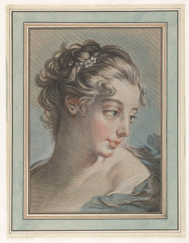 Bust of a young woman, Louis Marin Bonnet, 1767 - 1768 Canvas Print