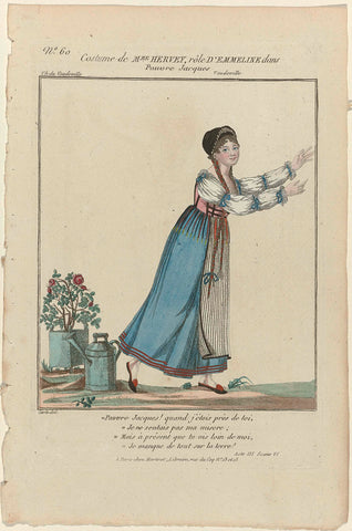 Petite Galerie Dramatique, 1796-1843, No. 60: Costume of Mme Hervey (...)., anonymous, 1796 - 1843 Canvas Print