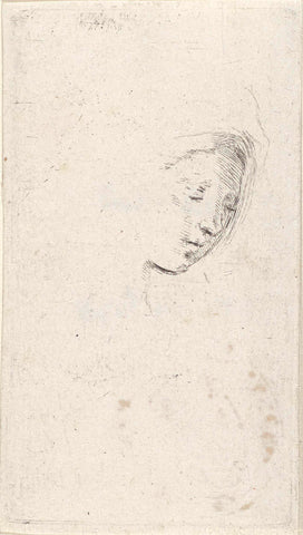 Face of a young woman, turned right, Stefano della Bella, 1620 - 1664 Canvas Print