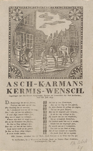 Kermisprent van de Amsterdamse askarrenmannen voor het jaar 1835, anonymous, 1835 Canvas Print